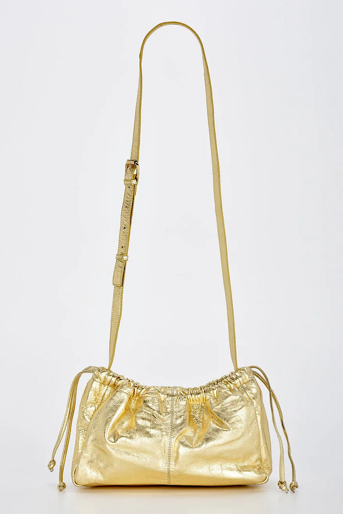 HALLEY METALLIC DRAWSTRING BAG/CLUTCH - GOLD