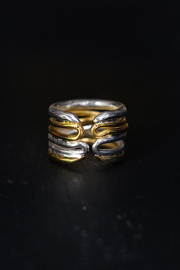 18K GOLD AND SILVER WRAP RING
