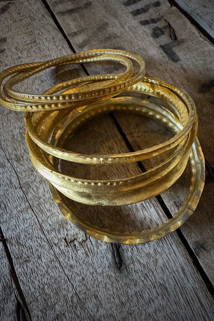 DOT MOTIF STACKING BRACELETS - GOLD