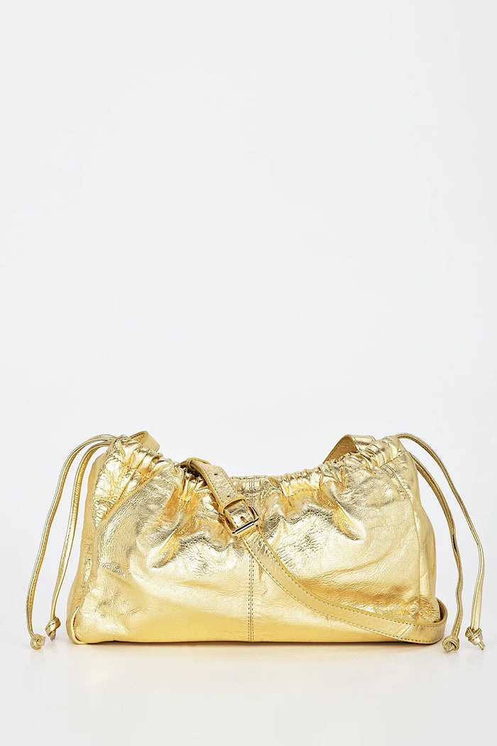 HALLEY METALLIC DRAWSTRING BAG/CLUTCH - GOLD