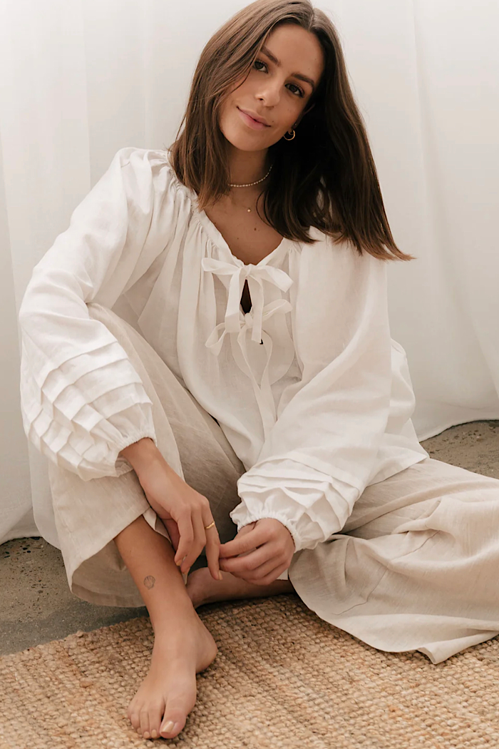 SAMMIE SMOCK TOP WHITE