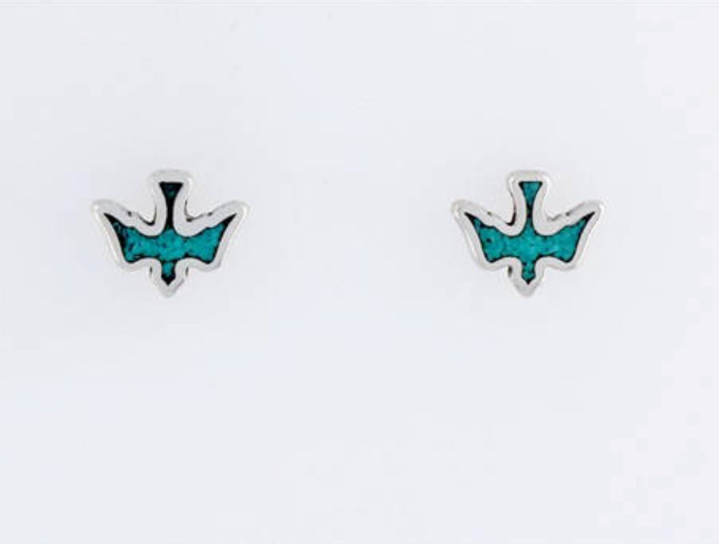 STERLING SILVER & TURQUOISE BIRDS IN FLIGHT STUDS