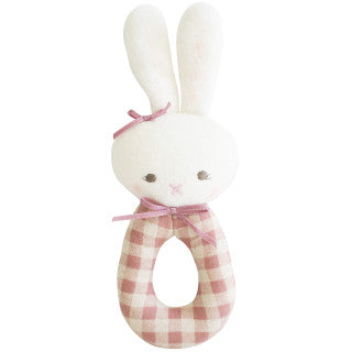 BUNNY GRAB RATTLE - ROSE CHECK