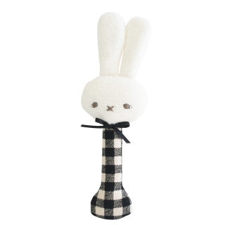 BUNNY STICK RATTLE - B & W CHECK