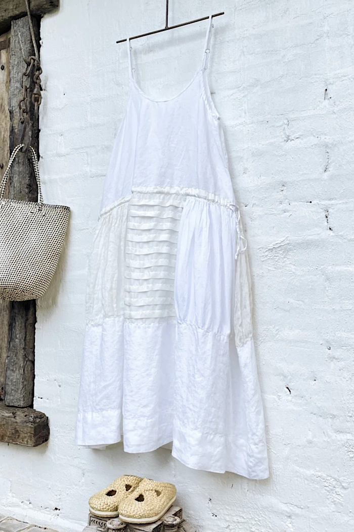 knee length dresses for ladies Aysha Buttoned Linen Midi Dress / White | Meshki main image 0