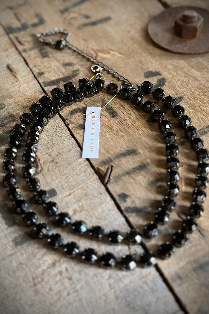 AURORA ROCKS DOUBLE NECKLACE - JET BLACK