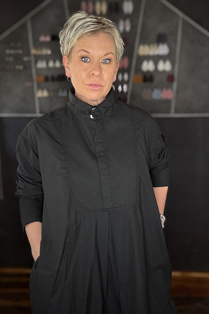 WINIFRED SHIRT DRESS COTTON POPLIN - BLACK