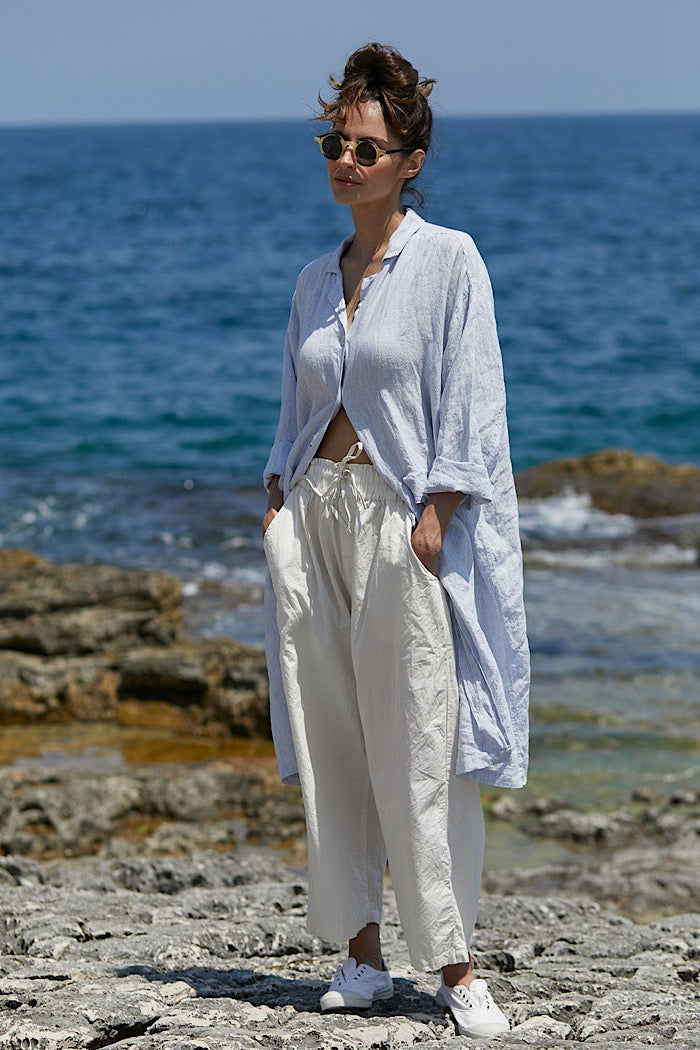 PIAF COAT - BLUE PIN STRIPE