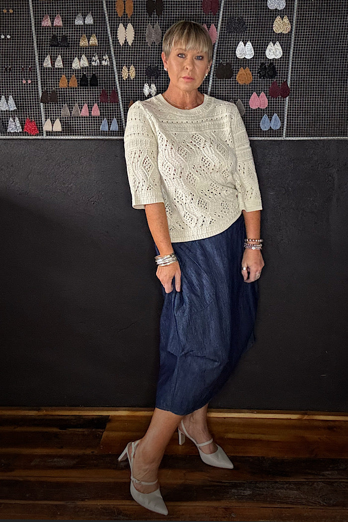 CROCHET CABLE SWEATER - SAFARI