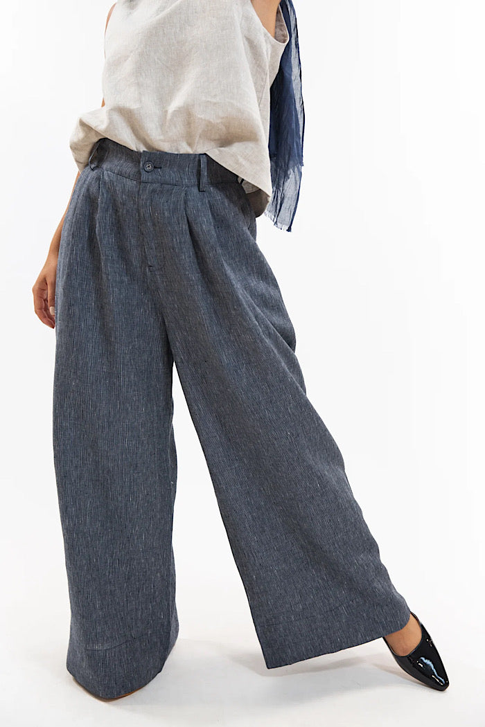 EASTON PANT - NAVY PINSTRIPE