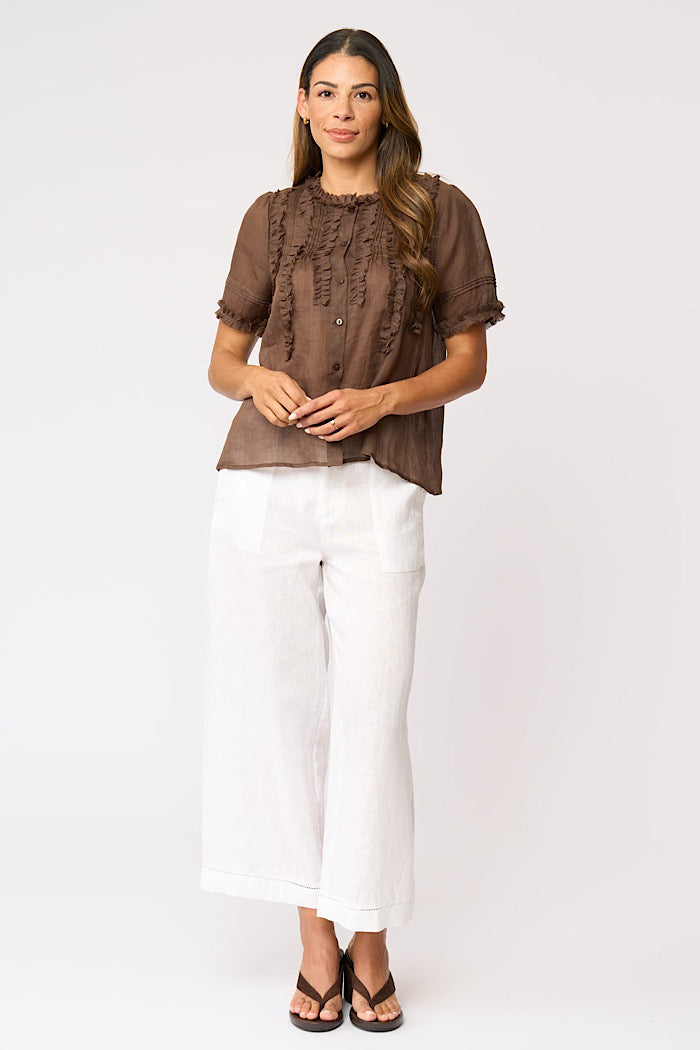 FRILL OF IT BLOUSE - COCOA