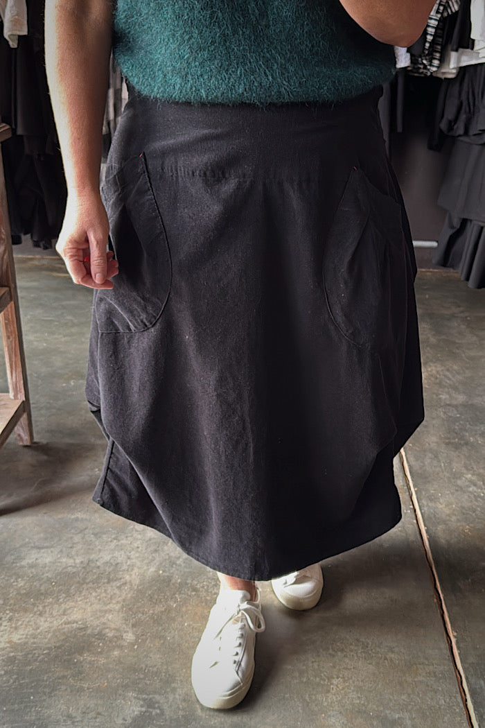 OLGA DE POLGA MILWAUKEE MARLOWE FINE CORD SKIRT - BLACK