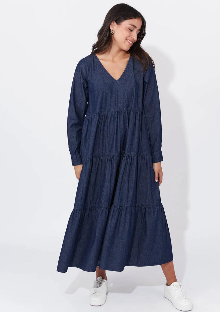 AUSTIN DENIM MAXI DRESS - INDIGO