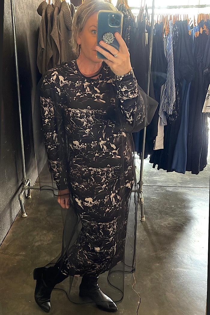 HELMUT DRESS - BLACK SHEER