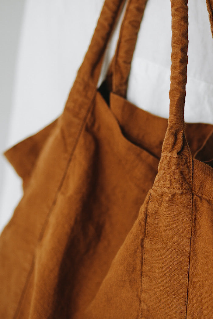 OVERSIZED LINEN TOTE - MUSTARD