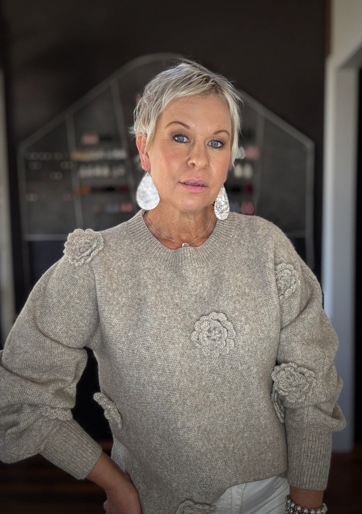 MIRU FLOWER JUMPER - TAUPE