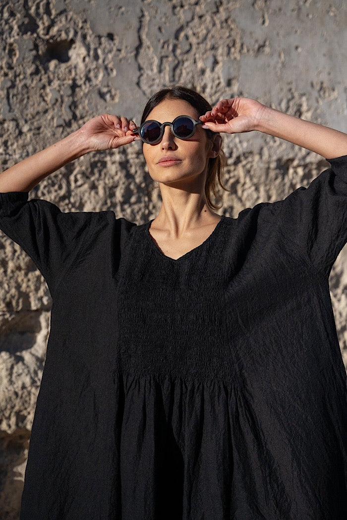 ANNABELLE LINEN DRESS - BLACK
