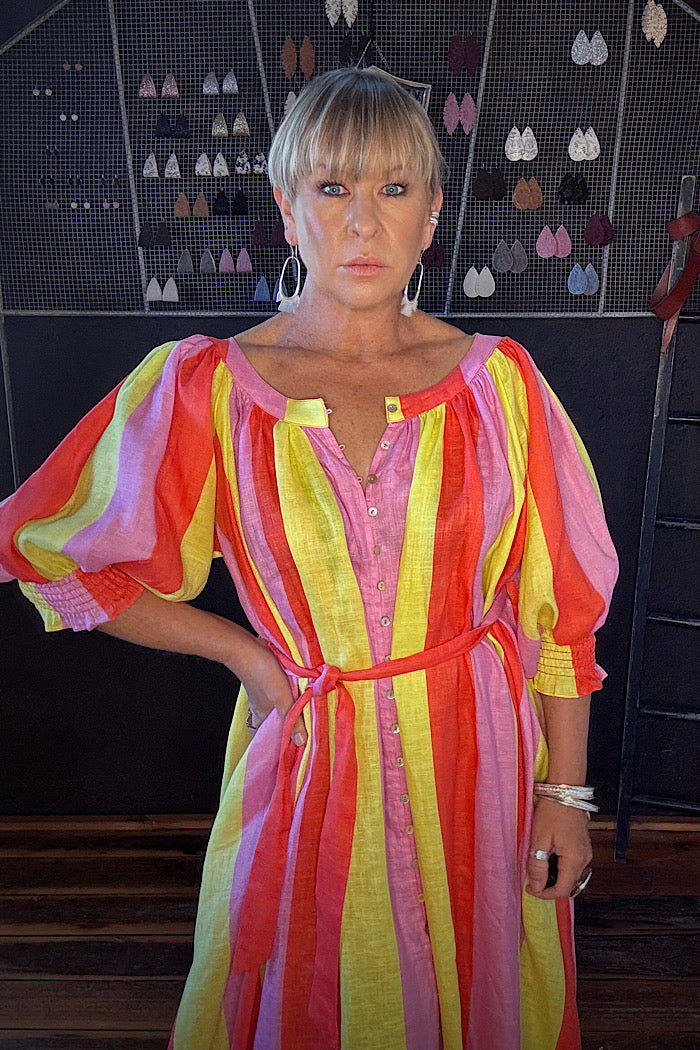 LA BOHEME GIRLS CAMILA MAXI DRESS CANDY STRIPE