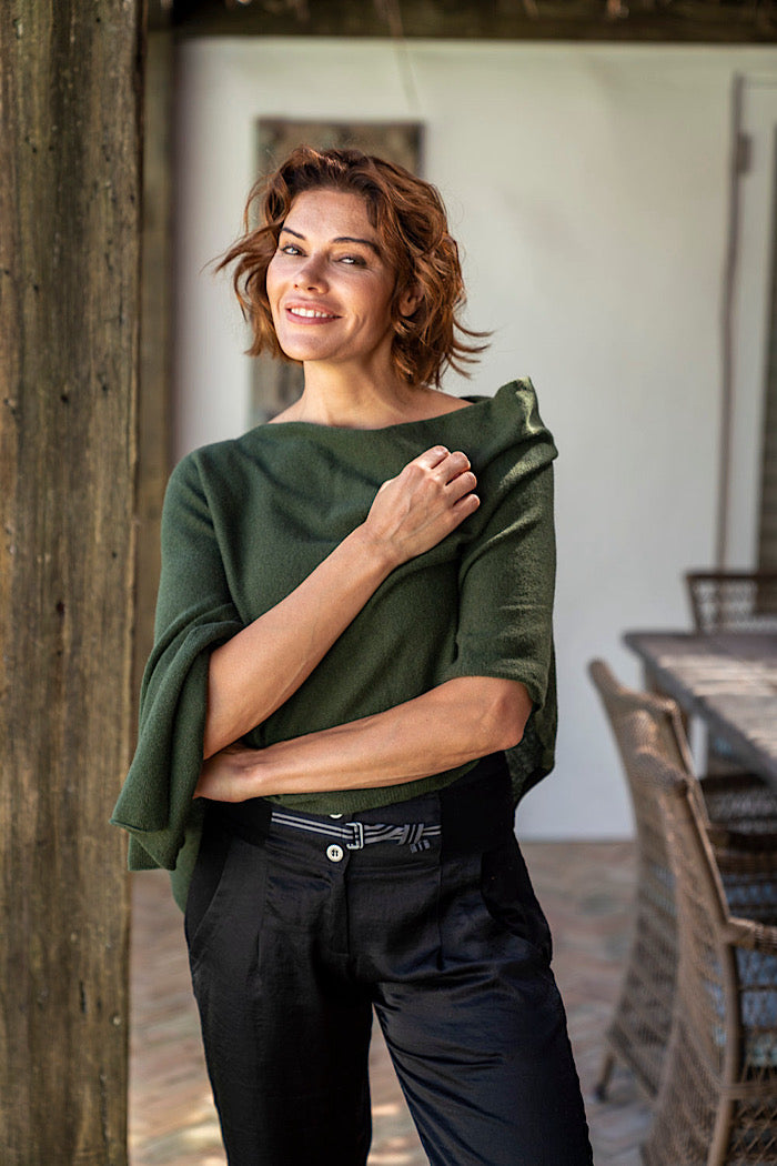CASHMERE TOPPER - OLIVE
