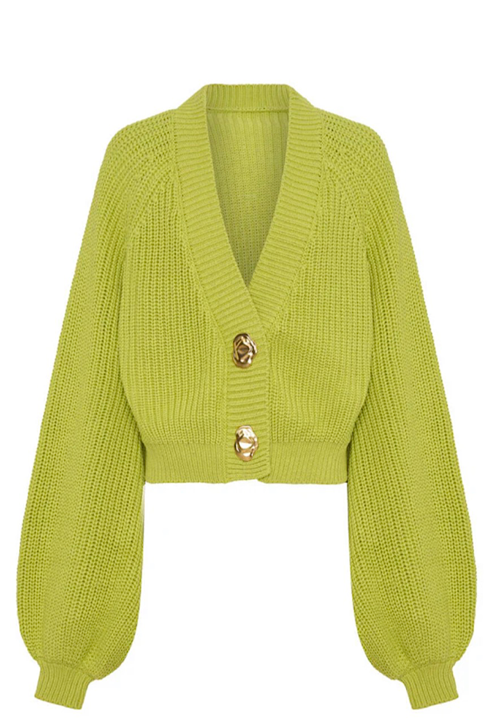 LA BOHEME GIRLS CROPPED ELSIE CARDI - MATCHA