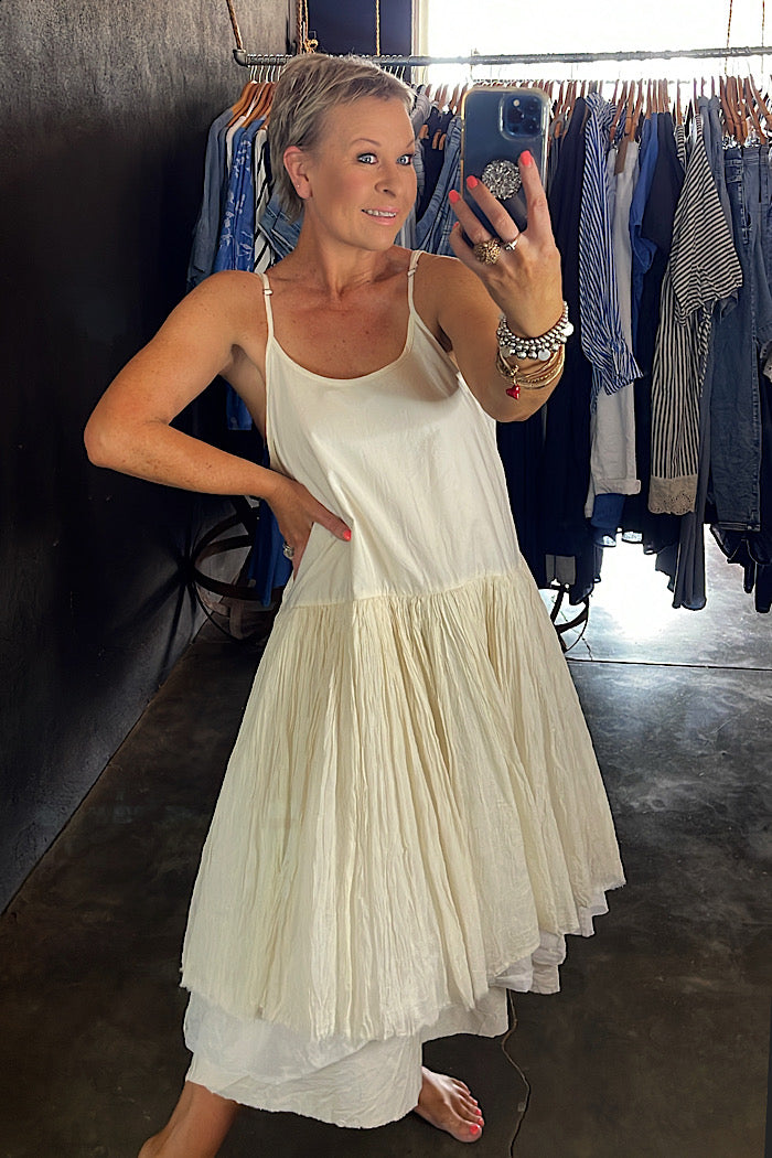 AMELIE SHORT TUTU SLIP DRESS - WARM WHITE