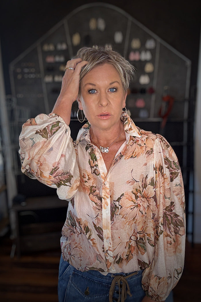 SOPHIA SHIRT - PEACH FLORAL