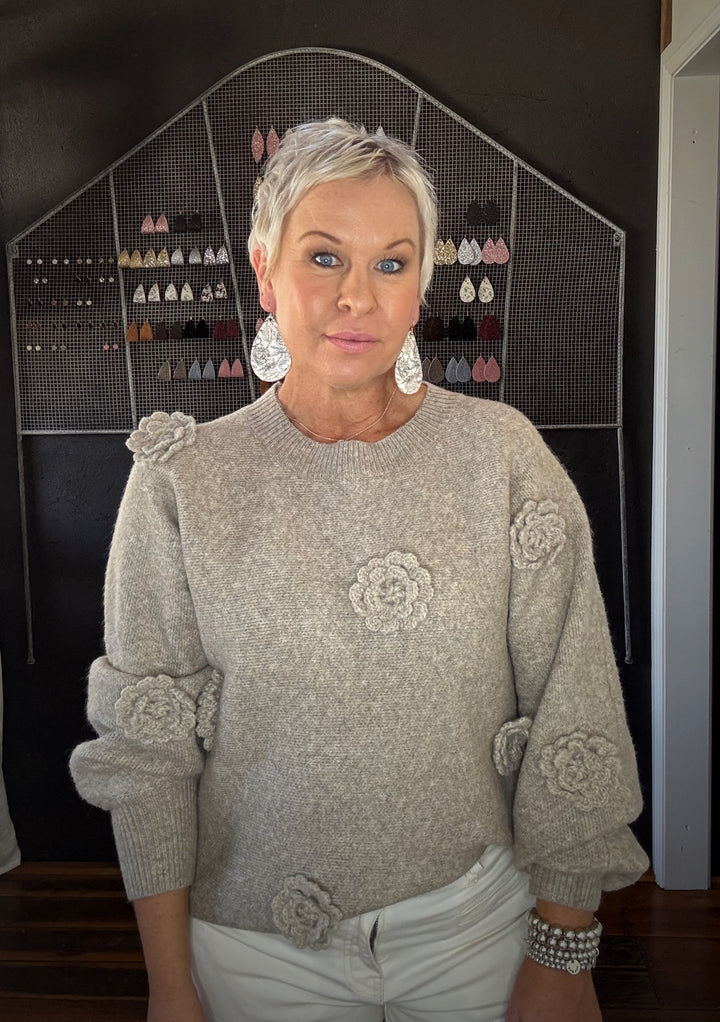 MIRU FLOWER JUMPER - TAUPE