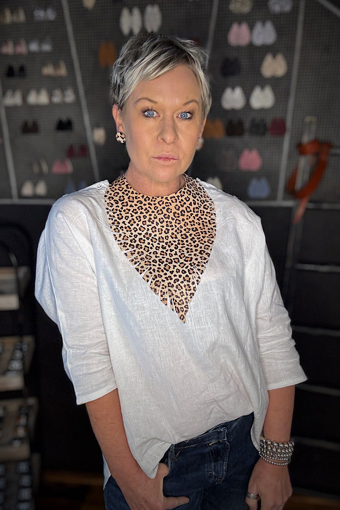 MICKELLOO “RUFFLED FEATHERS” NECKLACE - LEOPARD