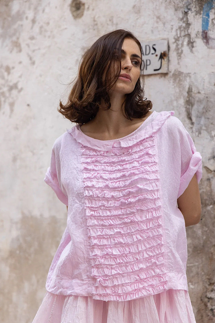 JUA LINEN TOP - PINK