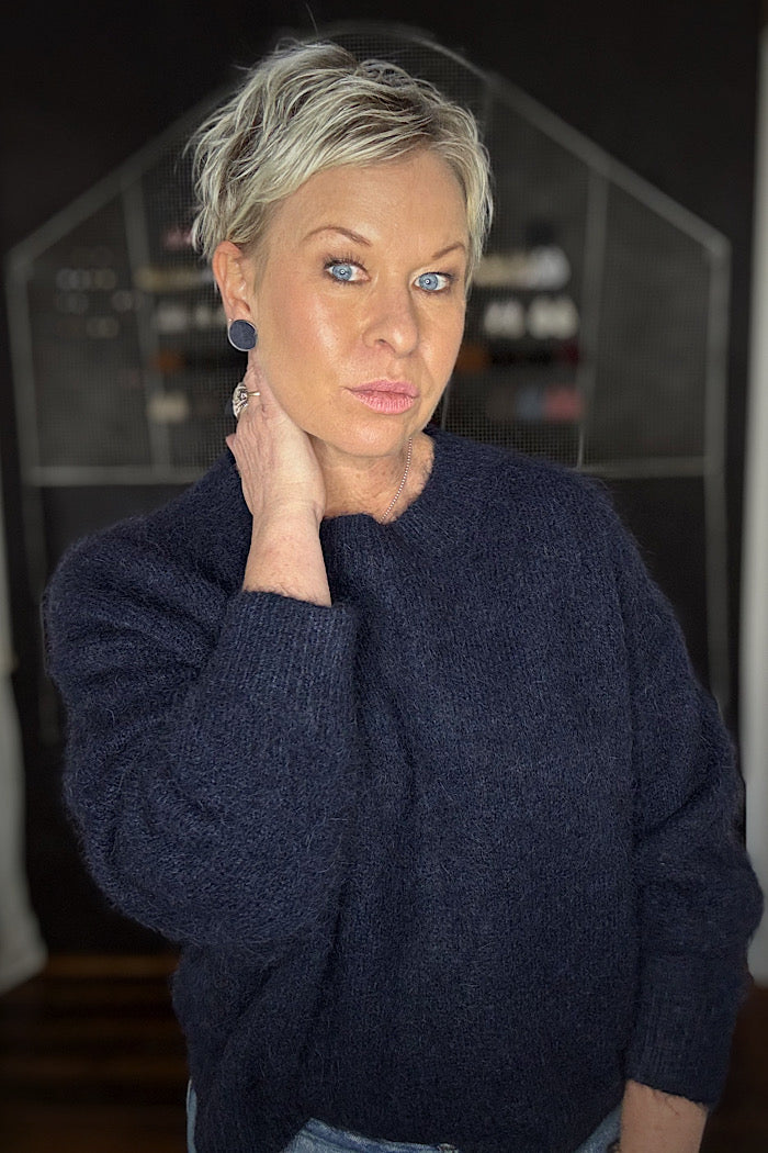 OLGA DE POLGA ASPEN KNIT ALPACA SWEATER - NAVY