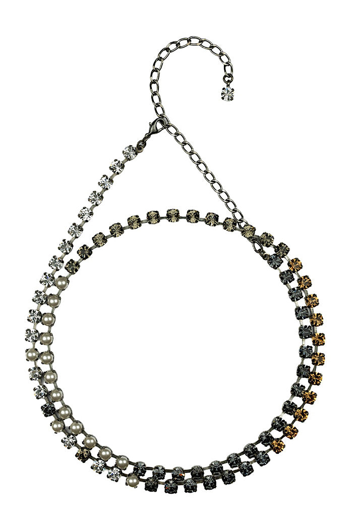 AURORA MINI ROCKS DOUBLE NECKLACE - PEARL