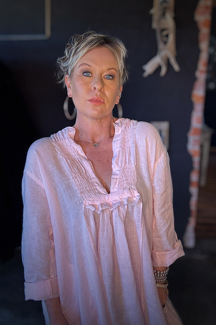 NZURI LINEN TUNIC - PINK