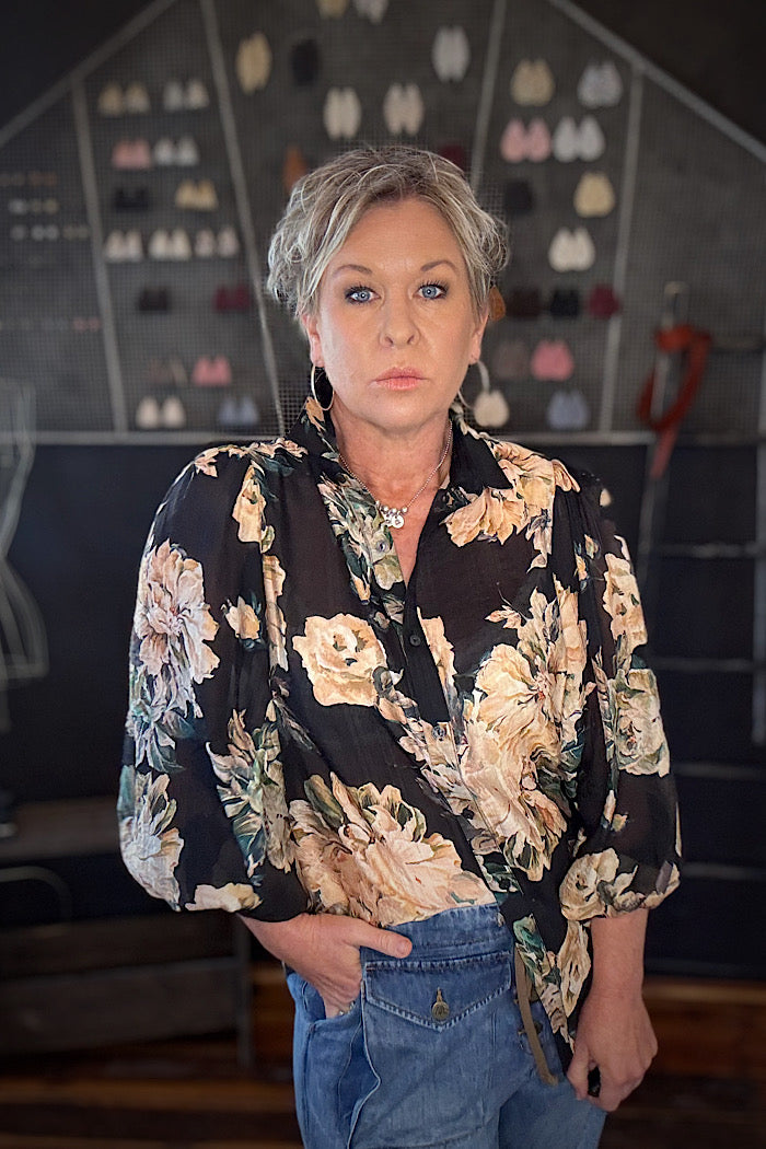 SOPHIA SHIRT - BLACK FLORAL