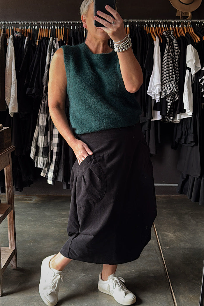 OLGA DE POLGA MILWAUKEE MARLOWE FINE CORD SKIRT - BLACK