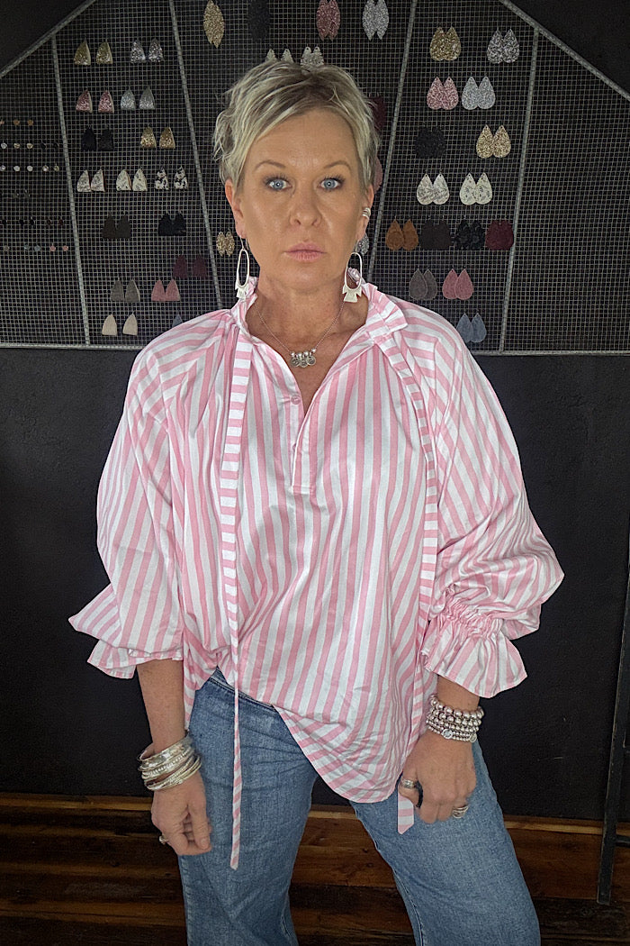 DANILL SHIRT - LIGHT PINK THICK STRIPE