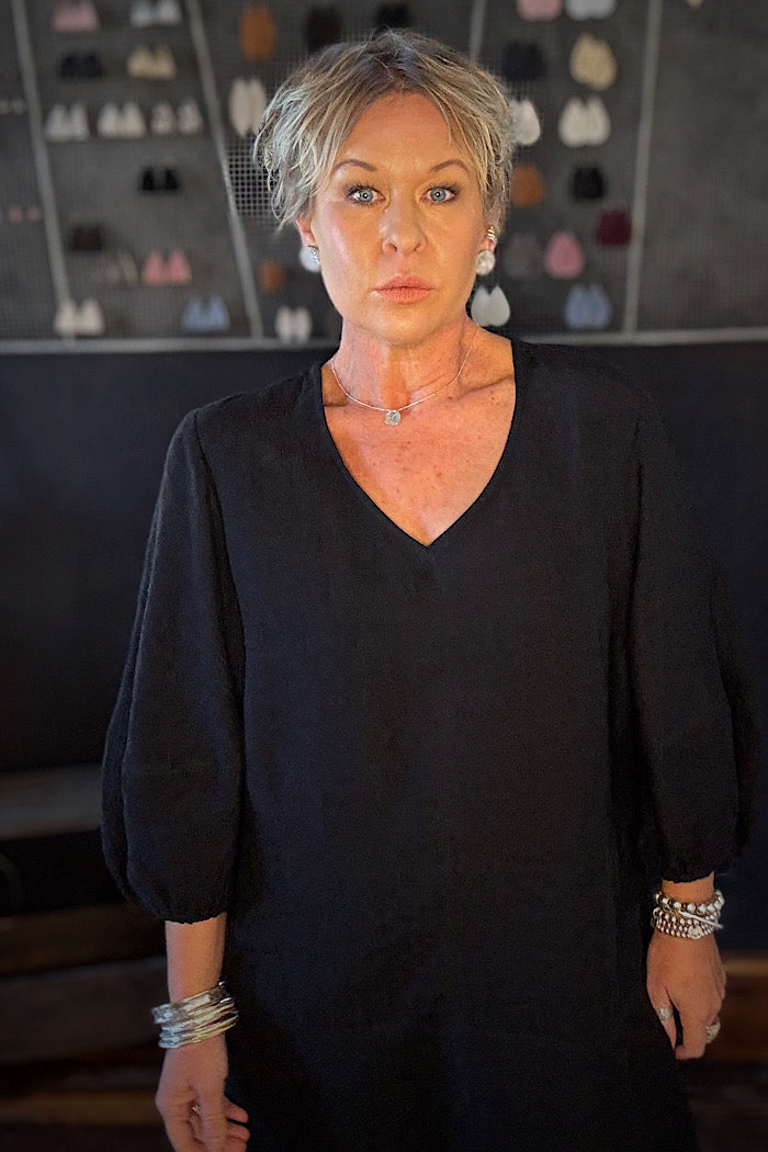 FUNDAMENTAL LINEN EASE DRESS - BLACK
