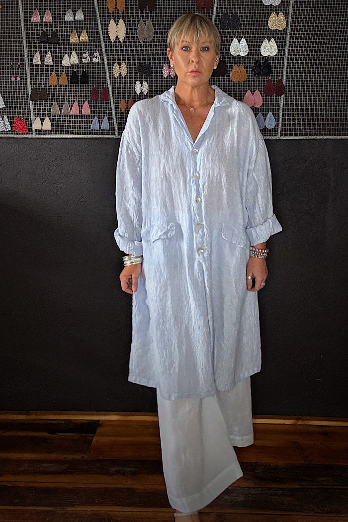 PIAF COAT - BLUE PIN STRIPE