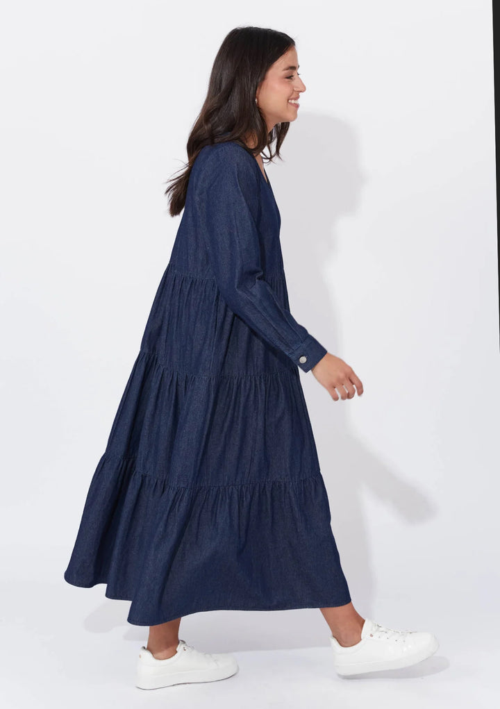 AUSTIN DENIM MAXI DRESS - INDIGO