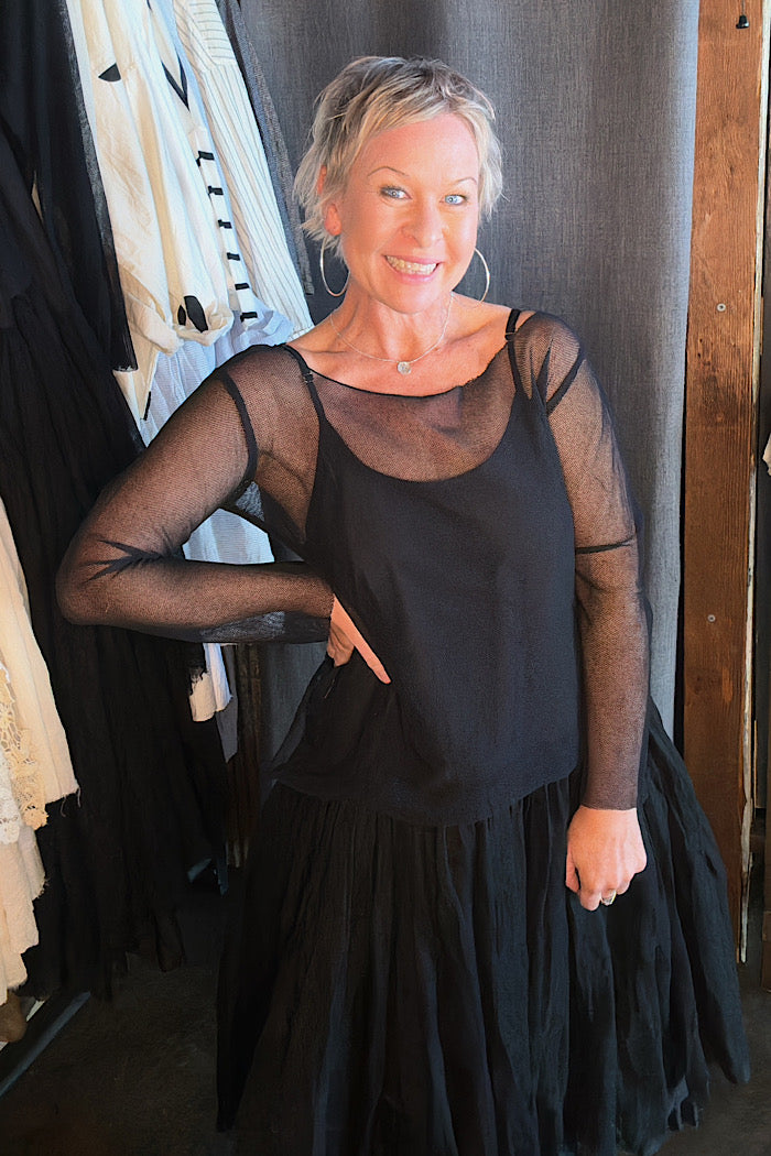 EVIE TOP - COTTON MESH - BLACK