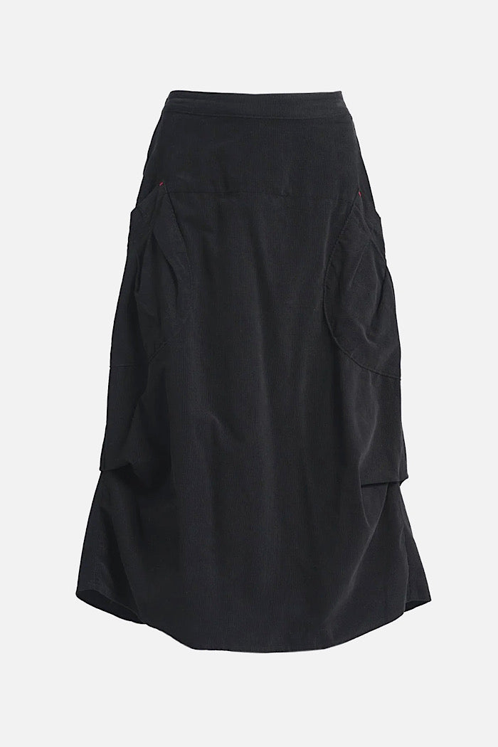 OLGA DE POLGA MILWAUKEE MARLOWE FINE CORD SKIRT - BLACK