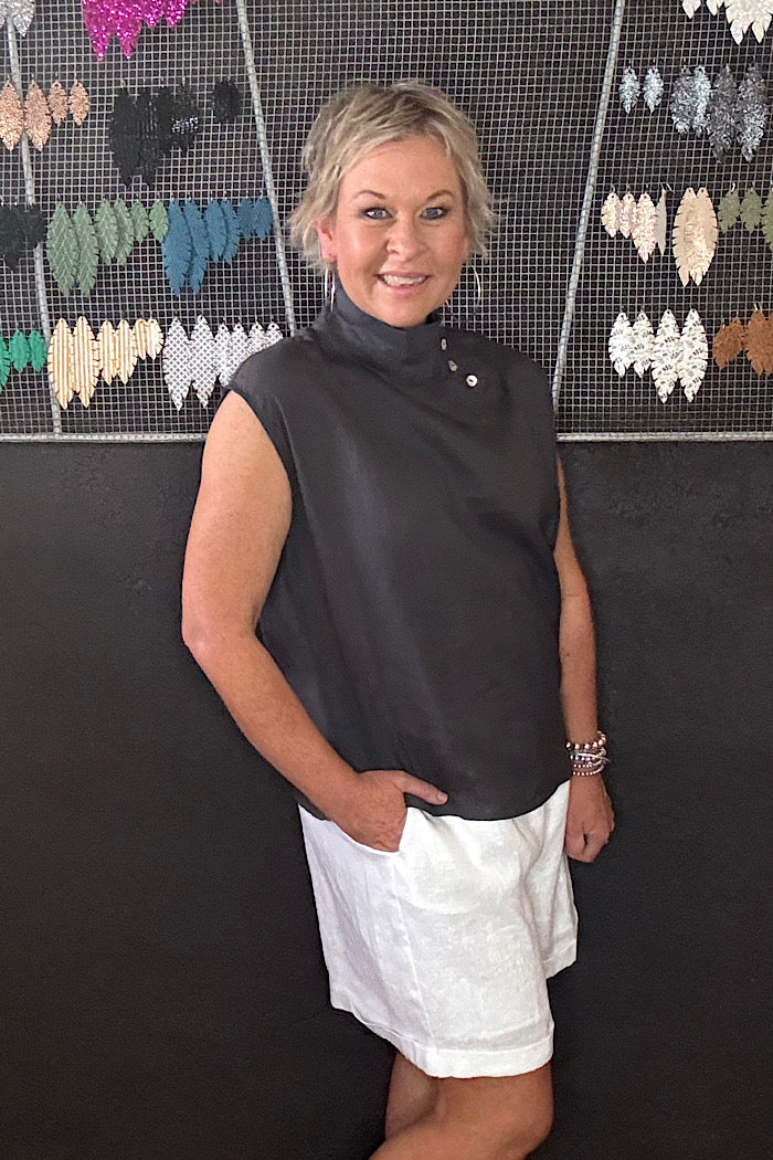 HALCYON BUTTON TOP - OYSTER