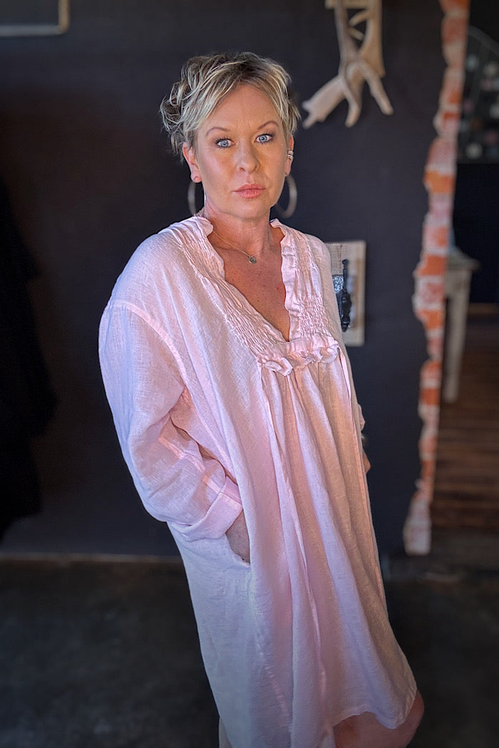 NZURI LINEN TUNIC - PINK
