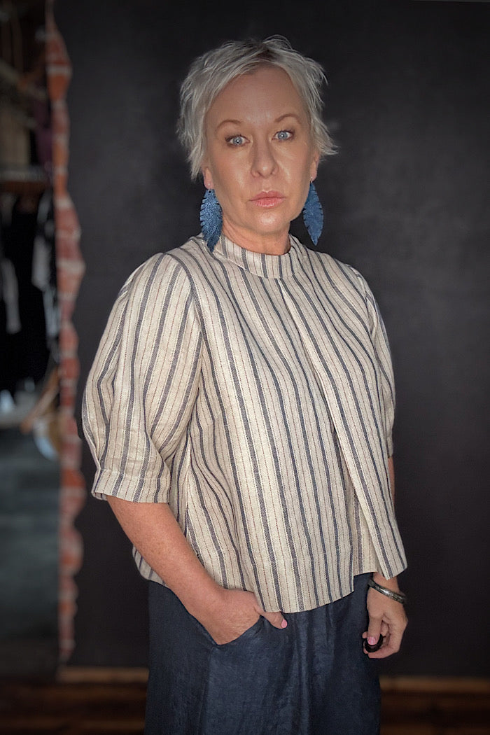 EVA’S SUNDAY LORETTA REVERSIBLE TOP - NAVY STRIPE