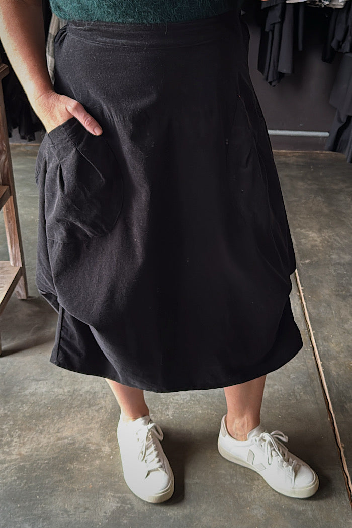 OLGA DE POLGA MILWAUKEE MARLOWE FINE CORD SKIRT - BLACK
