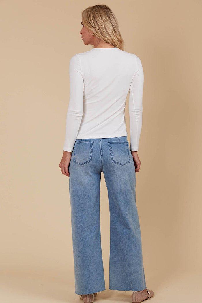 NARIA SCOOP NECK TOP - IVORY