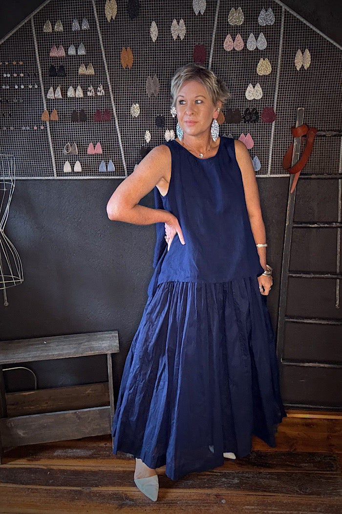 TAJI LINEN TOP - INDIGO
