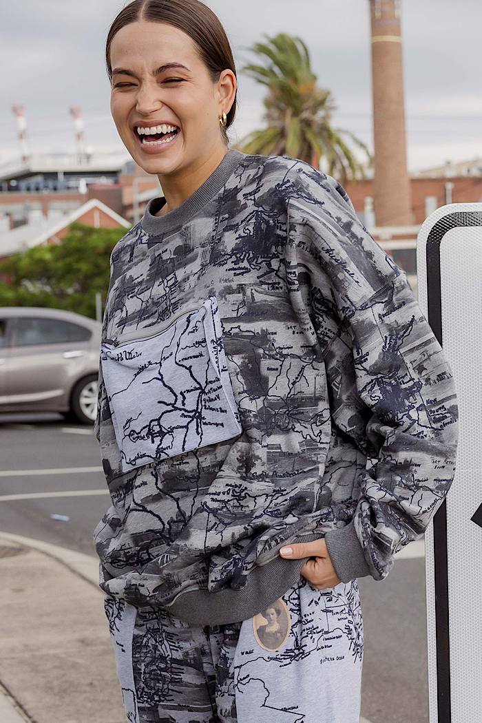 CIRCULAR BY MAUD ALICE DAINTY ROAD TRIP SWEATER - STREETS & MAPS