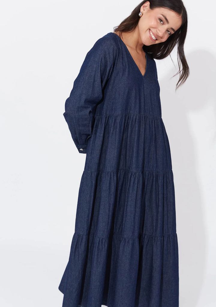 AUSTIN DENIM MAXI DRESS - INDIGO