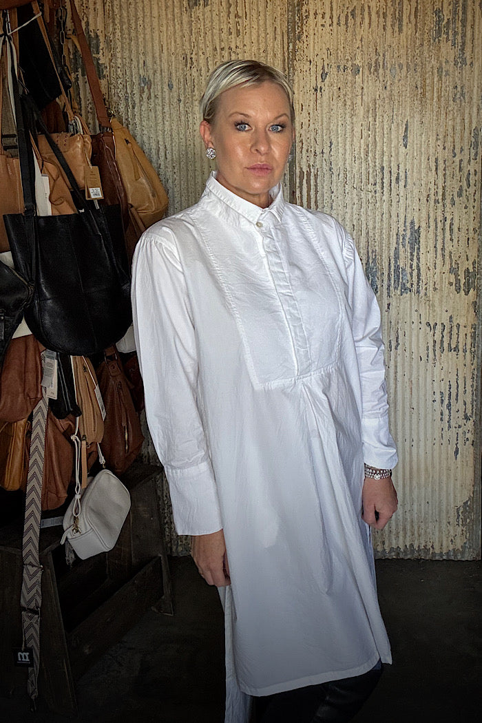 WINIFRED SHIRT DRESS COTTON POPLIN - WHITE