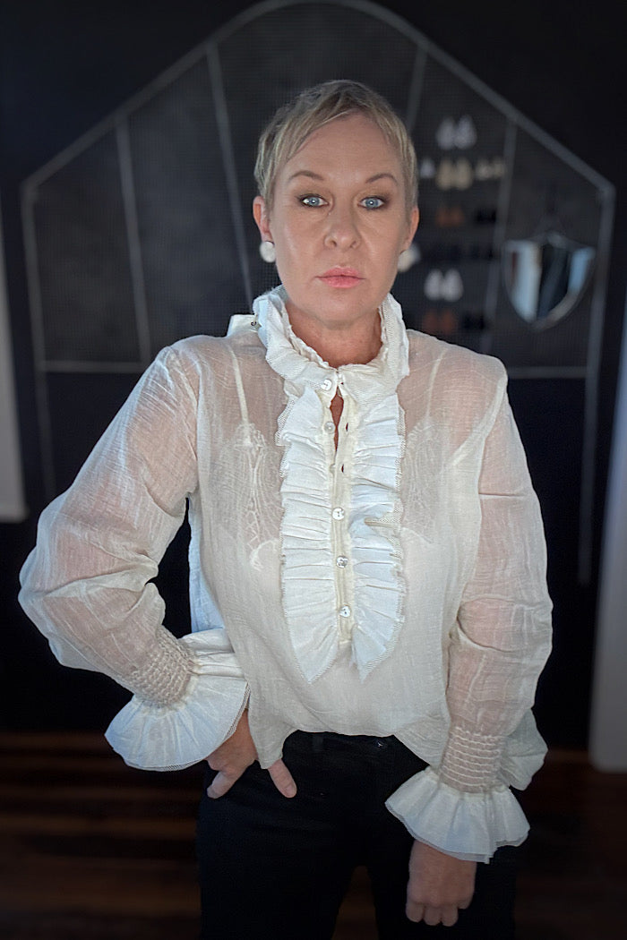 ODILE COTTON SILK BLOUSE - CREAM